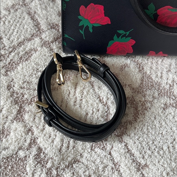 Kate Spade Black and Red Rose purse - Picture 2 of 7